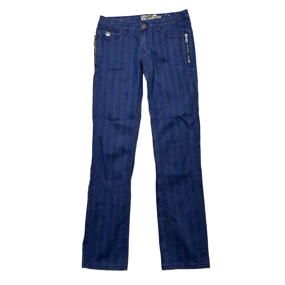 Y2k alt emo pinstripe jeans size 5/6